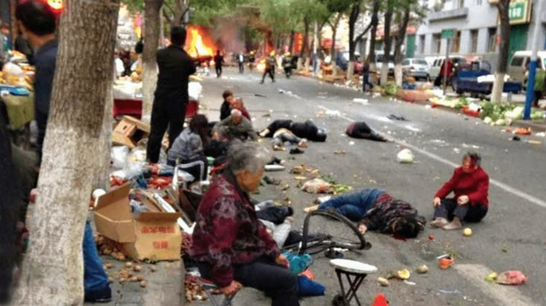 Street scene in China after Uighur terrorist attack